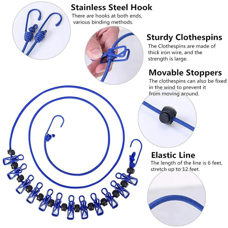 Clip Secure clothes Drying Rope - FREE SHIPPING