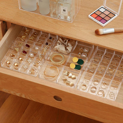 Three Drawer Transparent Acrylic Jewellery Organizer (72 Grid)