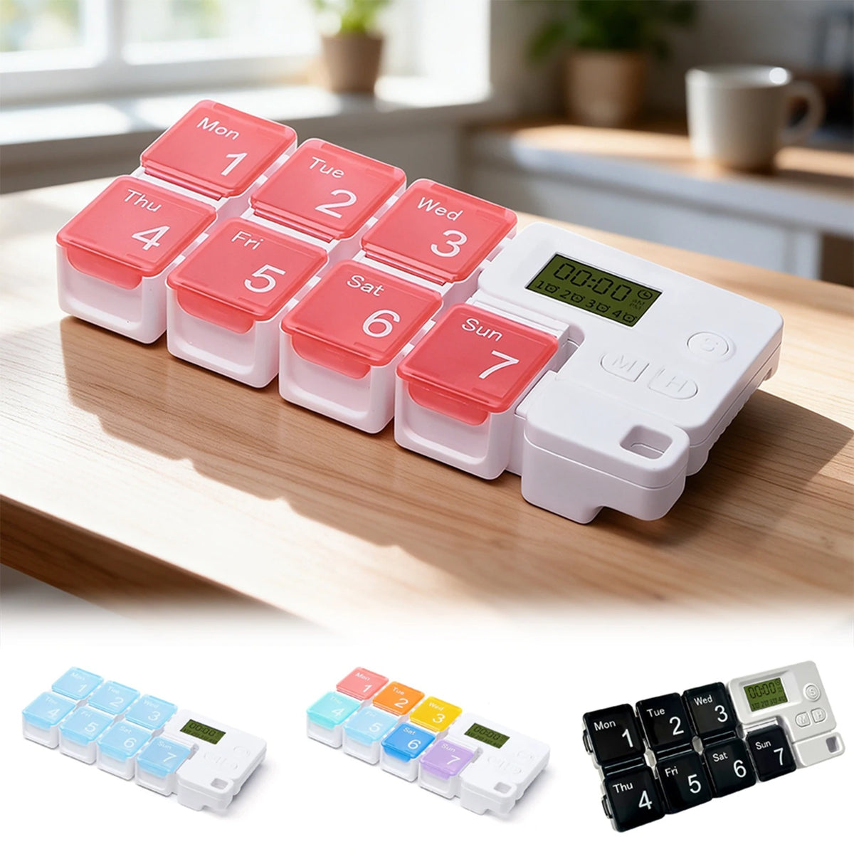 Smart Weekly Pill Organizer with Alarm Timer