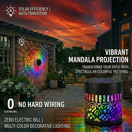 Multicolor Solar Metal Mandala Wall Light