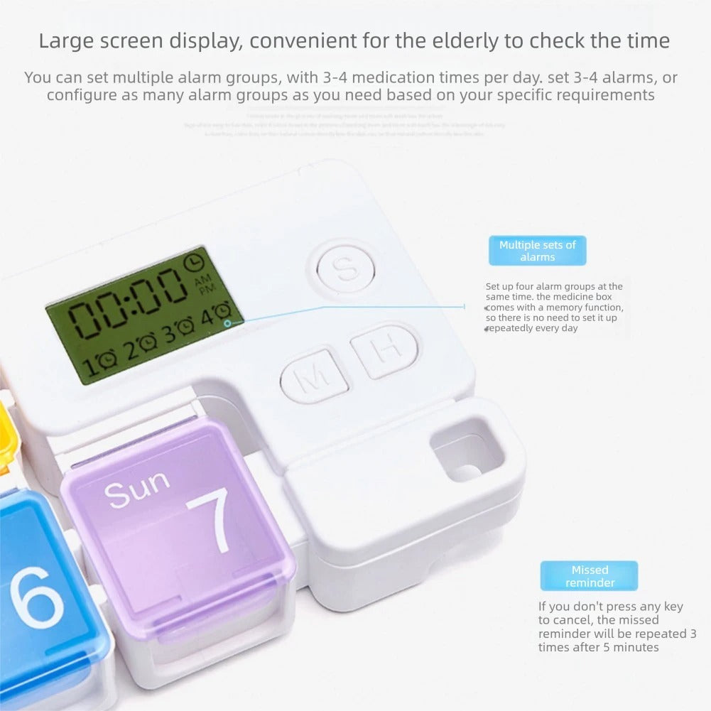 Smart Weekly Pill Organizer with Alarm Timer